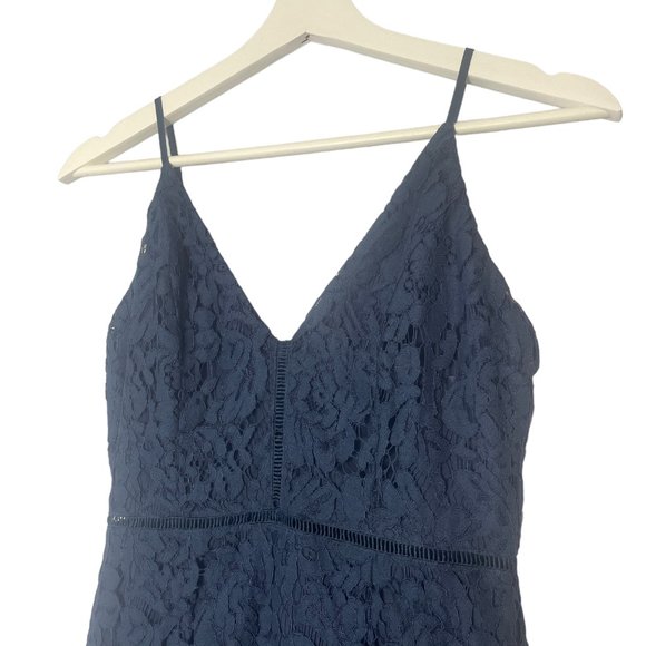 Astr the Label Navy Lattice Inset Lace Dress Size XS Party Cocktail Lacey - Picture 6 of 14